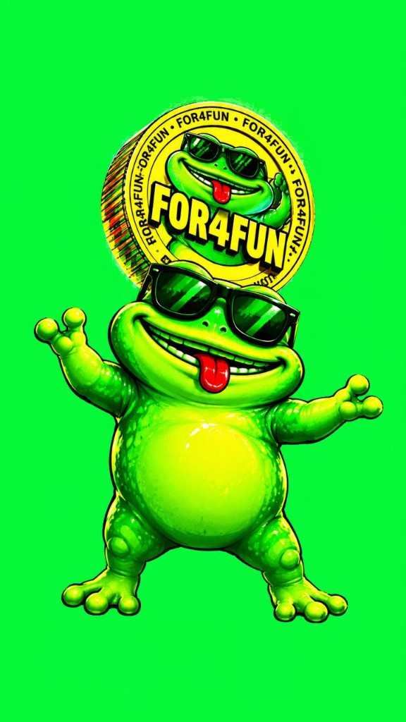 FOR4FUN frog mascot with sunglasses